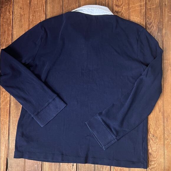 Women’s Ralph Lauren polo top classic Dark Blue long sleeve Polo White Collar - Picture 6 of 6